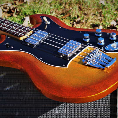 Hagstrom F400 1972 Honey Goldburst Metalflake.  Refinished. Excellent Player. Short neck bass. FAST. image 5