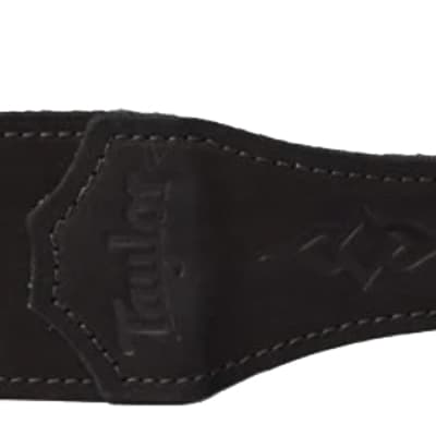 Taylor 2.5 Black Leather Guitar Strap - Black, Suede Back