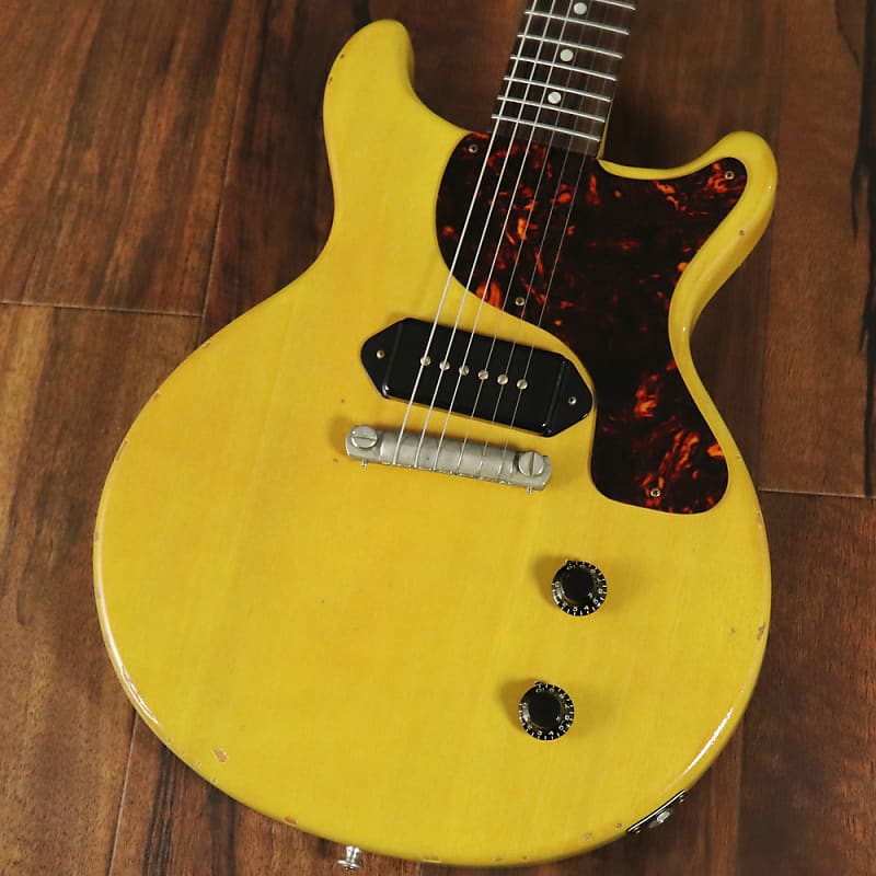 Gibson Custom 1959 Les Paul Jr Dc Tv Yellow Light Aged Tv Reverb