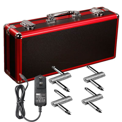 Harvester Red Brushed Aluminum FX Pedal Carrying Case Holds  5 Mini FX with 4 PCZ's + Power for sale