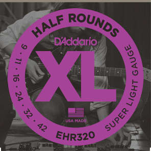 D'Addario EHR320 Half Round Electric Guitar Strings, Super Light Gauge