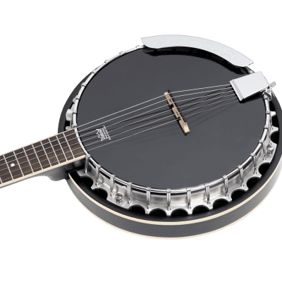 Ortega OBJE356-SBK-L Raven Series Banjo 6 String Lefty Satin Black + Gigbag image 1