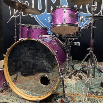 Frank Ferrer's Guns N Roses, Pork Pie, 2016 Drum Set, 24",16",14",13",12" Purple Sparkle. Signed! Authenticated! image 7