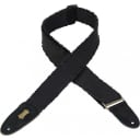 Levys Leathers Cotton w Leather Ends 2 Inch Distressed Guitar Strap, Black