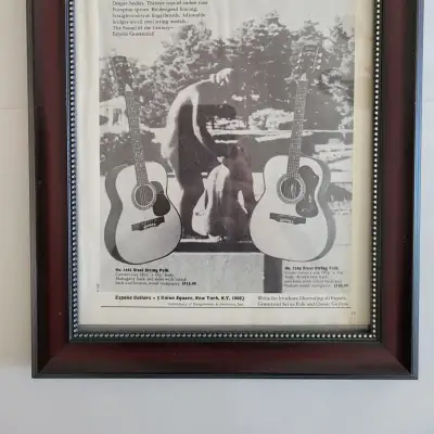 1970 Espana Guitars Promotional Ad Framed Espana Centennial Folk Guitars Original for sale