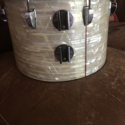 Ludwig  Marching Percussion Timp-Tom Trio #570 with #525 Carrier Early 1970’s - White Marine Pearl WMP image 4