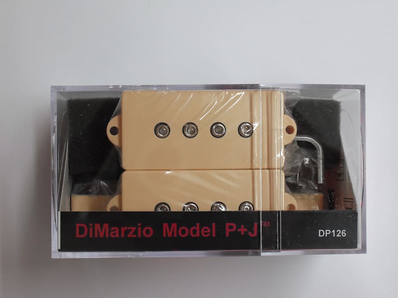 DiMarzio Model P + J Bass Pick-up Set Creme W/Nickel Poles DP 126