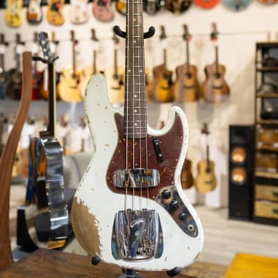 Fender Custom Shop 1961 Jazz Bass Heavy Relic - Aged Olympic White w/Hardshell Case image 2