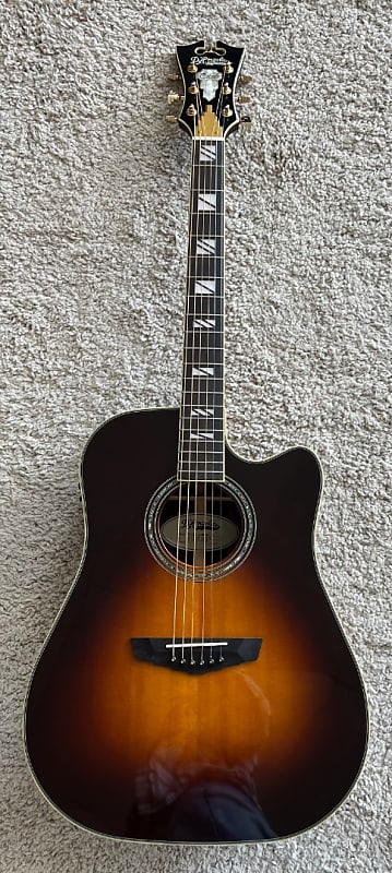 D'Angelico DAED500VSB2GP Bowery Dreadnought CE 6 String Guitar -Vintage Sunburst image 1