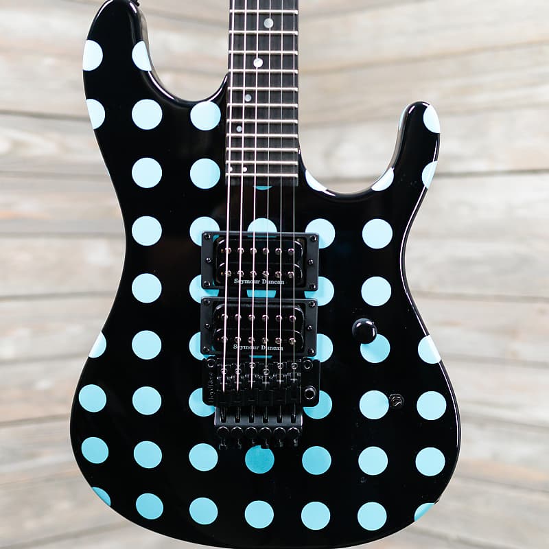Kramer NightSwan Electric Guitar - Black with Blue Polka Dots (9023-SR) image 1
