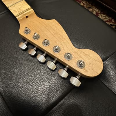 Musikraft Reverse Headstock Franky Strat Neck Hipshot Locking Tuners 2022 - Rock Maple w/ Birdseye Maple Fingerboard image 2