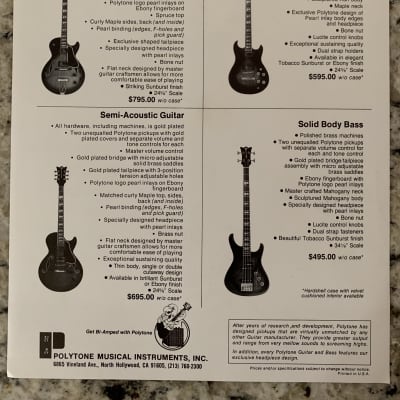 Polytone Guitar Brochure  70’s-80’s image 2