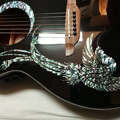 LUNA Fauna Phoenix cutaway acoustic electric Guitar NEW Classic Black w/ Light CASE image 4