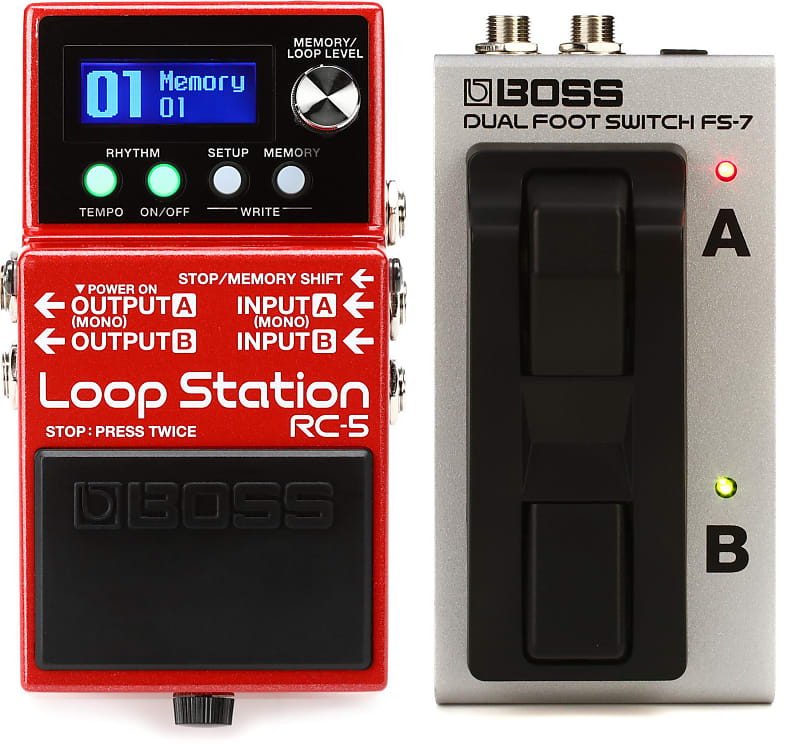 Boss RC5 Loop Station Compact Phrase Recorder Pedal Bundle Reverb