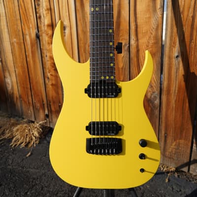 Schecter USA CUSTOM SHOP Keith Merrow KM-7 Stage Yellow Satin 7-String Electric Guitar w/ Case (2024) image 7