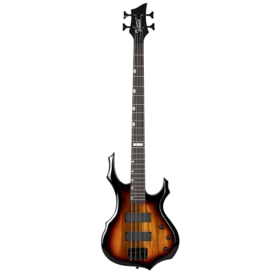 Glarry Burning Fire Electric Bass Guitar HH Pickups w/ 20W Amplifier Sunset image 10