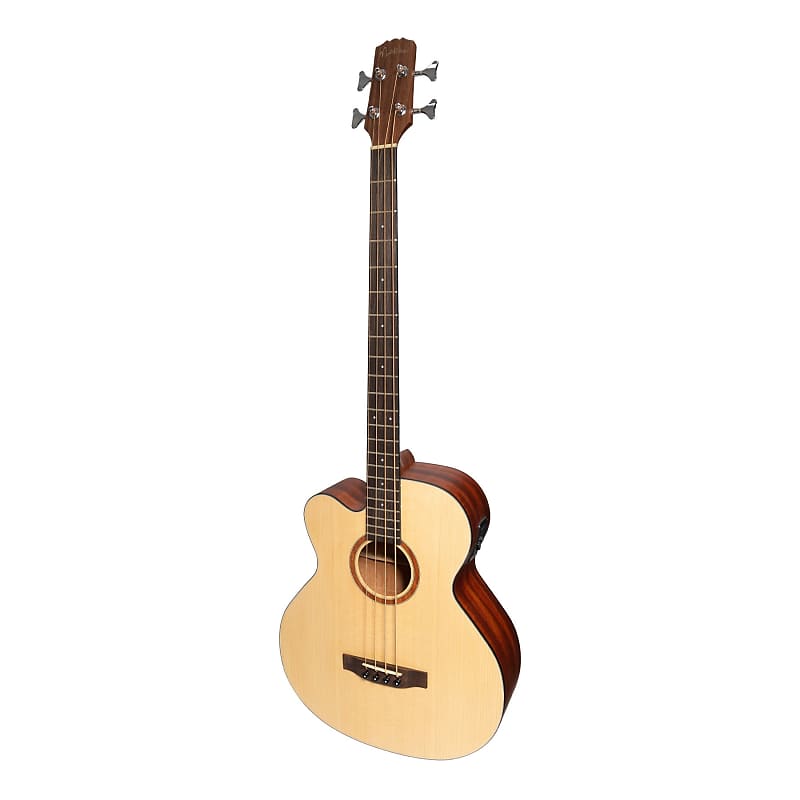 Martinez 'Natural Series' Left Handed Solid Spruce Top Acoustic-Electric Cutaway Bass Guitar (Open Pore) image 1
