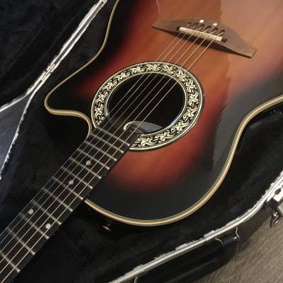 Ovation acoustic electric guitar model 4861 made in Korea 1989 in Tobacco burst excellent with original hard case image 4