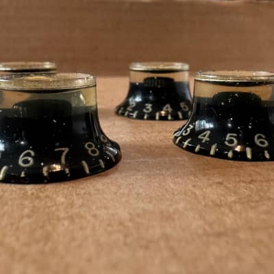 Gibson Vintage Black Reflector Knobs Gold Inserts Les Paul ES SG 1960’s 1970’s image 4