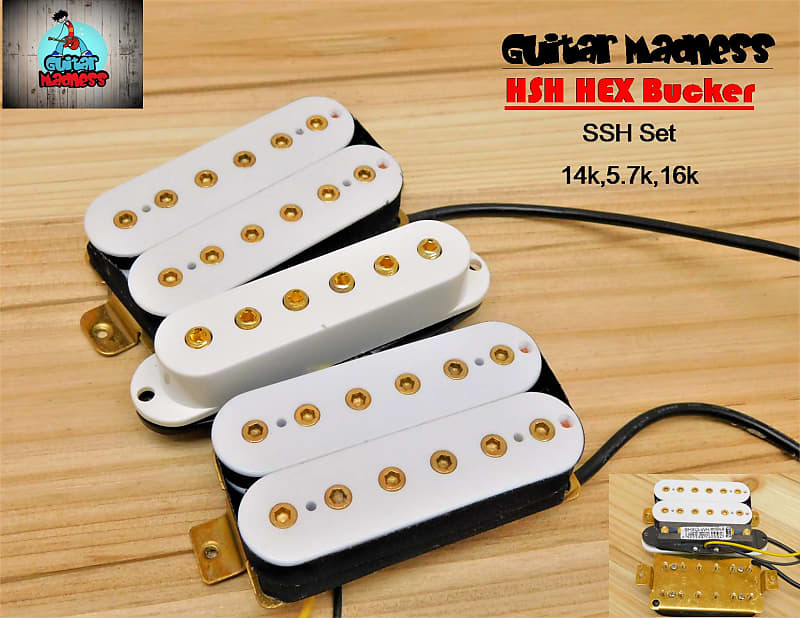 Guitar Madness HSH HexBucker Hight Output Humbucker Set GOLD