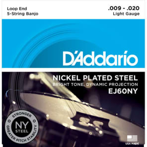 D'Addario EJ60NY 5-String Banjo Strings NY Steel Light 9-20