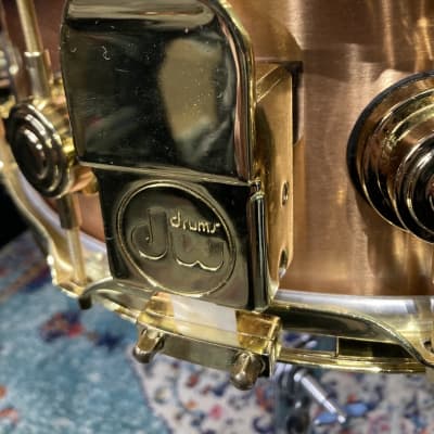 DW 5.5"x14" Heavy Brushed Bronze Snare Drum, With Gold Hardware 2000s? - Brushed Bronze image 7