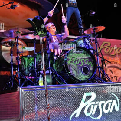 Rikki Rockett's Poison, Rockett Drum Works "Zombie" Kit: 22", 12", 14", 16", 6x14" Snare. Purple Hardware 2012 - Custom Graphics By Craig Fraser. SIGNED! image 4