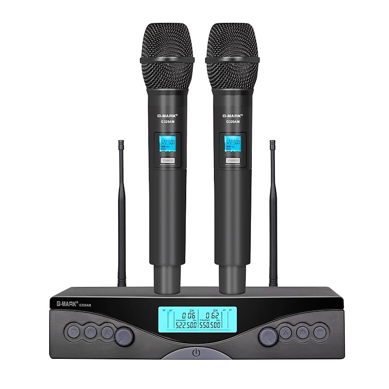 Wireless Microphone System Professional Uhf Dual Channel Reverb