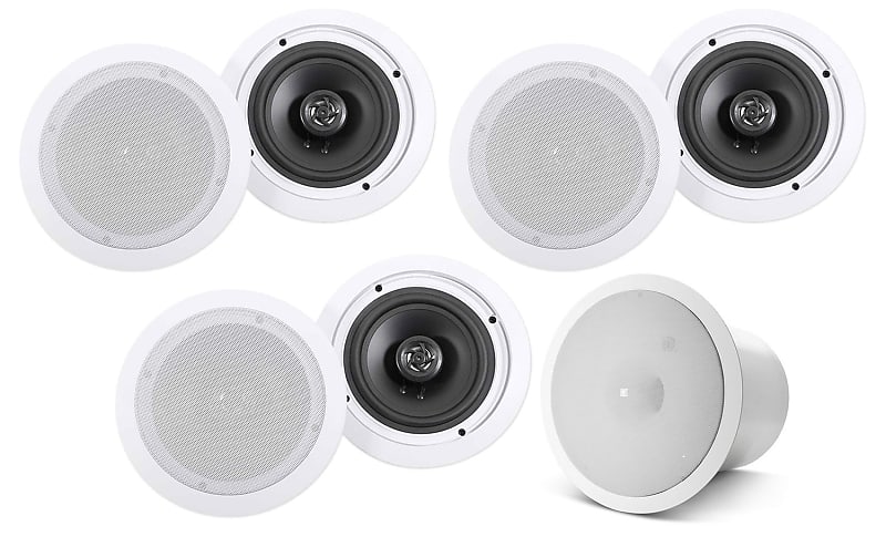 (6) Rockville HC655 6.5&quot; 500 Watt In-Ceiling Home Theater Speakers+JBL Subwoofer  			