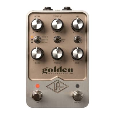 Universal Audio Golden Reverberator Stereo Effects Pedal with Three Golden Unit Spring Tanks and Dual Stereo Engine for Three-Dimensional Tones