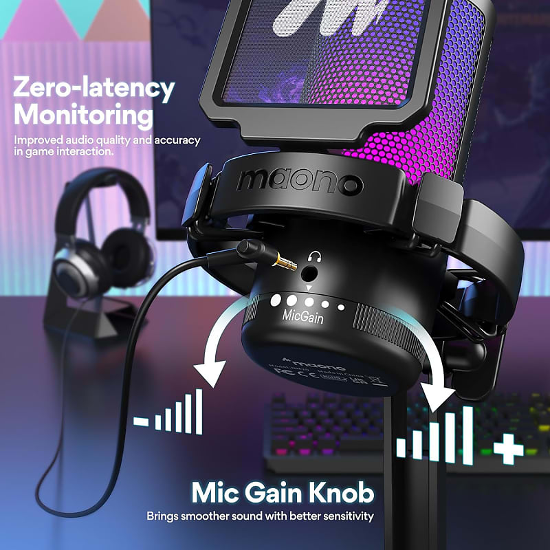 Usb Gaming Microphone With Headphones, Pc Computer Condenser Mic