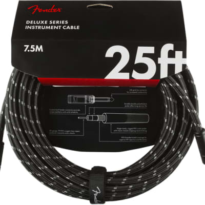 Fender Deluxe BLACK TWEED Electric Guitar/Instrument Cable, Straight Ends, 25'ft image 1