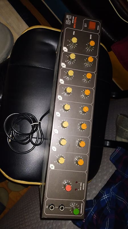 Tascam M-1B Line Mixer 80's-era unbalanced RCA 80's dark metallic with cute knobs image 1