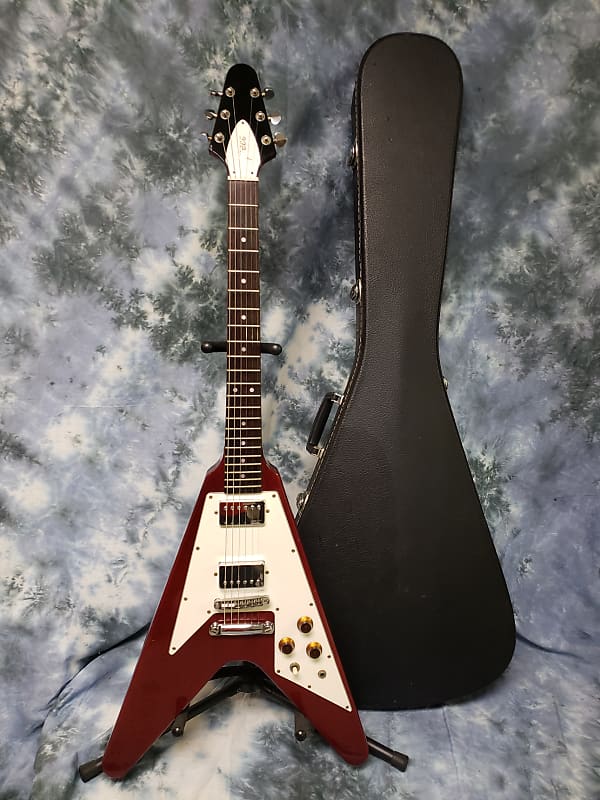 Video Demo 1978 Set Neck Greco FV 600 Flying V Maxon Pickups Red Pro Setup  Original Hard Shell Case