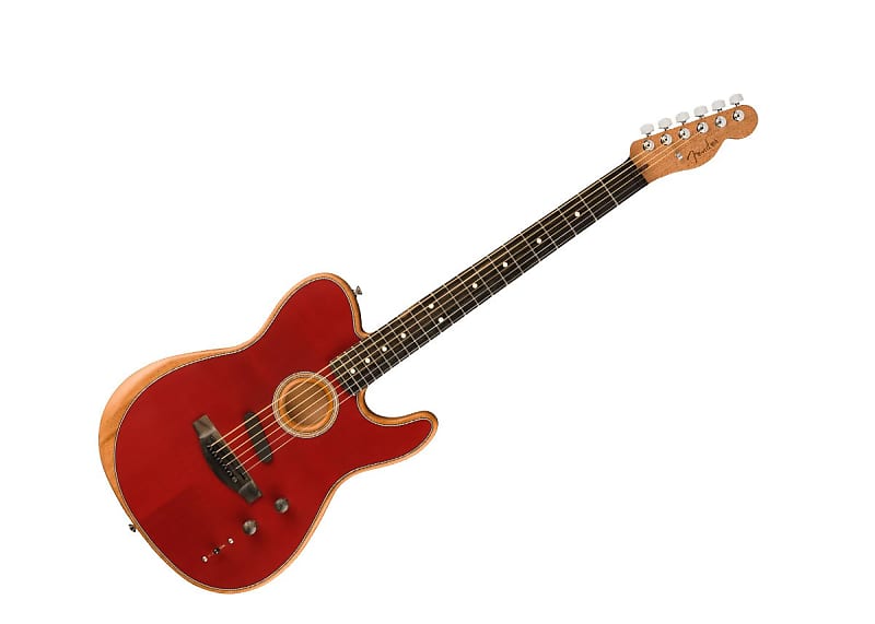 Fender American Acoustasonic Telecaster Solid Body Acoustic Guitar Ebony/Crimson Red - 0972018238 image 1