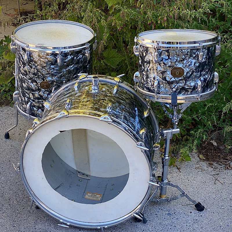 Gretsch 14x22, 9x13, 16x16” 1970s Black Diamond Pearl 