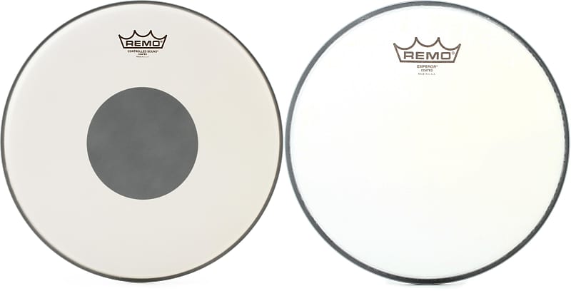 Remo Controlled Sound Coated Drumhead - 14 inch - with Black Dot  Bundle with Remo Emperor Coated Drumhead - 10 inch image 1
