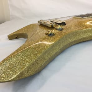 Galaxy Mara AttilaZaster Handmade Custom V  Holographic Gold Metalflake Guitar image 14