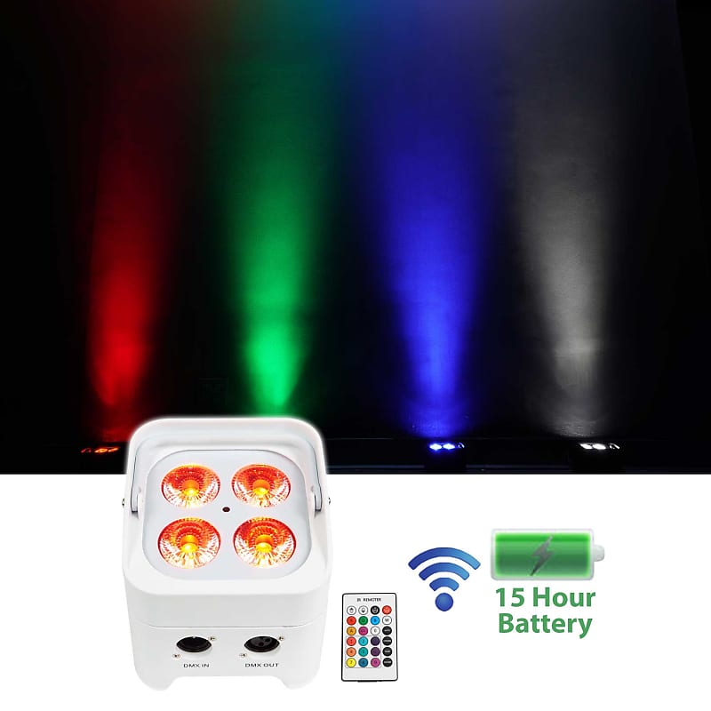Rockville BEST PAR 50 White Rechargeable Par Wash UpLight Reverb