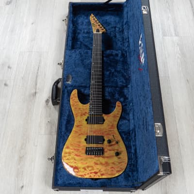 ESP USA M-7 Baritone 7-String Guitar, EMG 81-7XH / 85-7XH, Quilt Crimson Mist image 10
