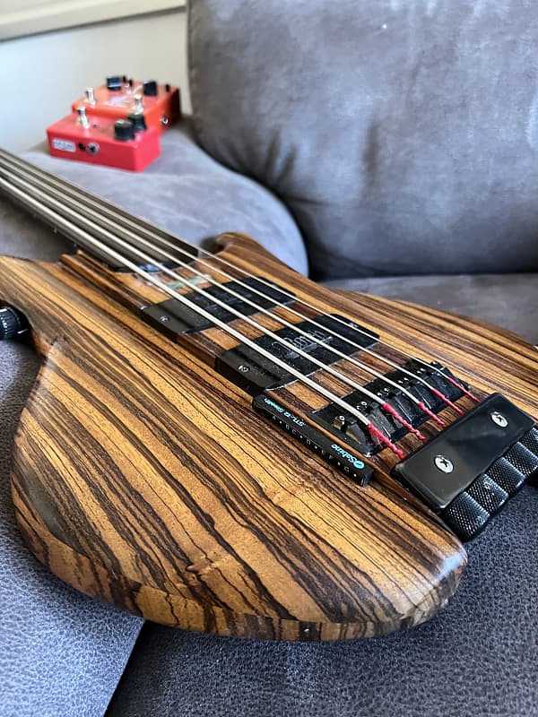 David King Custom shop masterbuilt 5 string fretless bass headless