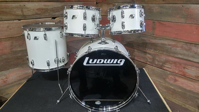 Ludwig Rocker Drum Set with Black/White Badges 1980s image 8