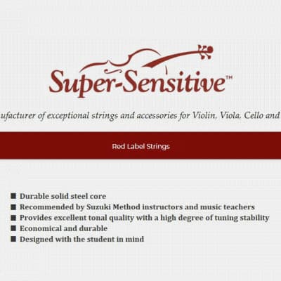 Red Label Super-Sensitive Violin String SET 3/4 Medium Gauge Tension image 2