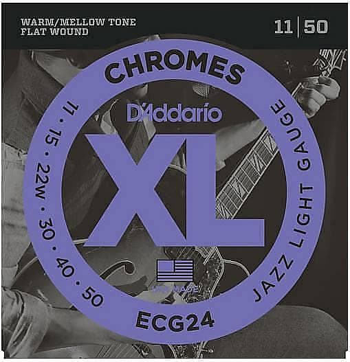 Immagine D'Addario ECG24 Chromes Flat Wound - corde per chitarra jazz, Jazz Light, 11-50 - 1