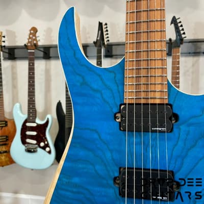 Skervesen Raptor 6 Electric Guitar w/ Case-See-Thru Blue image 5
