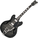 Schecter Corsair Custom Semi-Hollow Electric Guitar in Charcoal Burst Pearl Finish