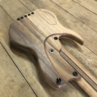 *last day of spring sale* Letts “WyRd mini” travel fretless 5 string bass guitar Spalted Beech Ebony Walnut handcrafted in the UK 2023 image 11