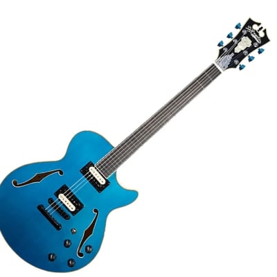 D'Angelico Premier Series SS Fabrizio Sotti Semi-Hollow Electric Guitar Fabrizio Blue, Mint for sale