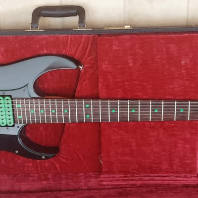 Ibanez UV7 Green Dot Universe Mid-90s  - Black with green accents, with hard wood case for sale