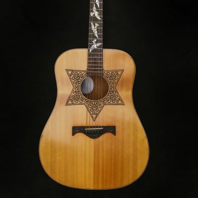 Blueberry Handmade Acoustic Guitar Dreadnought Jewish Motif - Alaskan Spruce and Mahogany Built to Order image 2